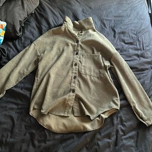 SHEIN Frenchy Drop Shoulder Button Front Shirt - Army Green